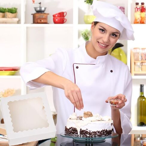 50 قطعة (8 × 8 × 2.4 بوصة) صناديق الكيك مع صناديق خبز نافذة وصناديق المعجنات للكعك والمعجنات والشوكولاتة والكب كيك في عيد الحب (50 قطعة وردي)، 8825-8CDGH in Kuwait