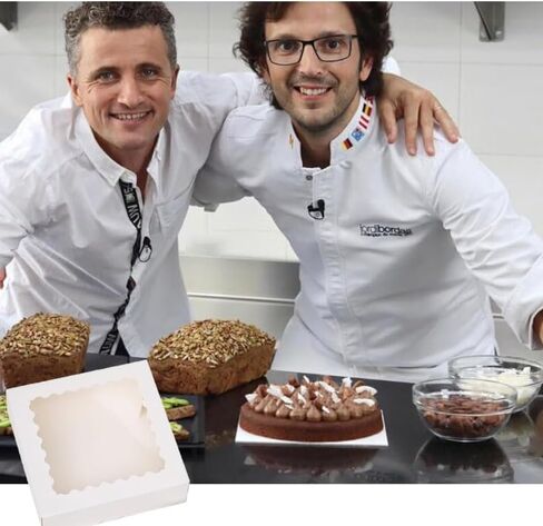 50 قطعة (8 × 8 × 2.4 بوصة) صناديق الكيك مع صناديق خبز نافذة وصناديق المعجنات للكعك والمعجنات والشوكولاتة والكب كيك في عيد الحب (50 قطعة وردي)، 8825-8CDGH in Kuwait