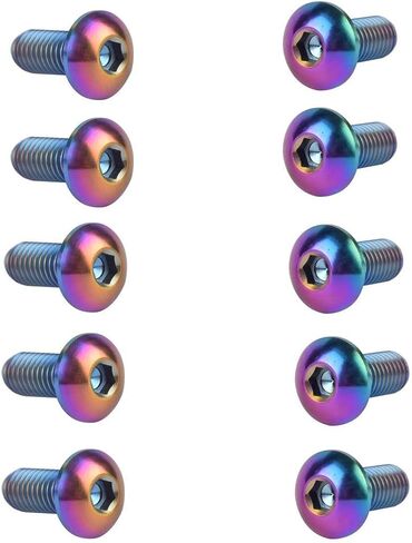 Titanium Bicycle Water Bottle Cage M5x8 10 12 15mm Bolt Button Head Allen Key Screws 10Pcs (Black, M5x12mm) in Saudi Arabia