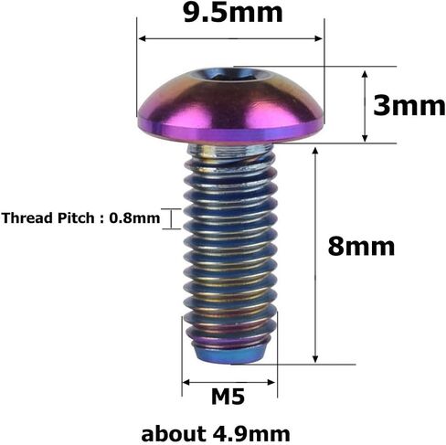 Titanium Bicycle Water Bottle Cage M5x8 10 12 15mm Bolt Button Head Allen Key Screws 10Pcs (Black, M5x12mm) in Saudi Arabia