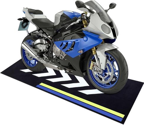 Motorcycle Mat 78 x 31 Inch Garage Floor Mat Non Slip Oil Absorbent Pad Track Rug Washable Parking Mats Rubber Backing Layer Protects Floor from Spills Drips Splash and Stain (Black, Orange) in Saudi Arabia