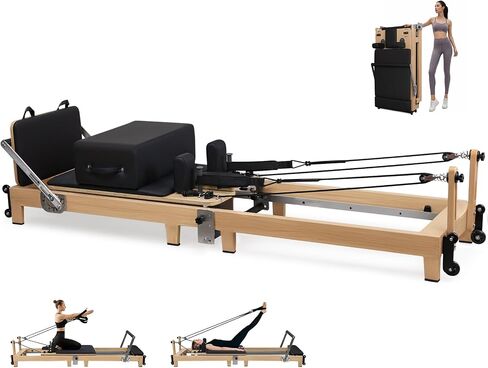 Pilates Reformer Foldable, Portable Pilates Reformer & Equipment for Home Use and Gym Workout, Pilates Reformer with Noise Reducing Roller System in Saudi Arabia