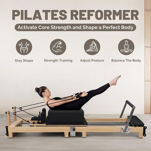 Pilates Reformer Foldable, Portable Pilates Reformer & Equipment for Home Use and Gym Workout, Pilates Reformer with Noise Reducing Roller System in Saudi Arabia