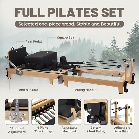 Pilates Reformer Foldable, Portable Pilates Reformer & Equipment for Home Use and Gym Workout, Pilates Reformer with Noise Reducing Roller System in Saudi Arabia