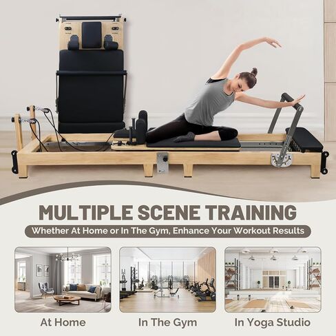 Pilates Reformer Foldable, Portable Pilates Reformer & Equipment for Home Use and Gym Workout, Pilates Reformer with Noise Reducing Roller System in Saudi Arabia