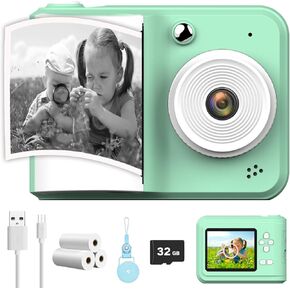 Kids Camera Instant Print,1080P Kids Instant Cameras That Print Photos,Christmas Birthday Gifts for Girls Age 3-12,Portable Toy for 3 4 5 6 7 8 9 10 Year Old Girls Boys - Blue