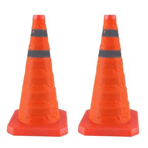 28 Inch 4 Pack Collapsible Traffic Safety Cones, Orange Parking Cones with Reflective Collars, Multi Purpose Pop-up Cones for Road Safety, Road Parking, Driving Training, Parking Lots