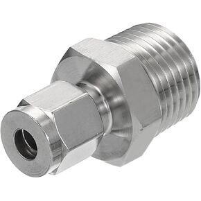 PATIKIL 3/8NPT x 14mm 304 Stainless Steel Compression Tube Fitting, Double Ferrules Compression Tube Fitting Straight Adapter Connect