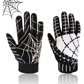 Youth Football Gloves, Kids Football Receiver Gloves with Sticky Grip, Stretch Fit Football Gloves for Boys and Girls