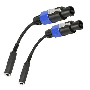 6 Inches Pack of 2 Speakon to 1/4" Cable - 2pcs 6" Speak-On Male to 1/4 inch TS Female Mono Jack Speaker Audio Interconnect Wire with Twist Lock (6-inch, 2-Packs)