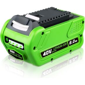 عبّارة 1 حزمة 6.0AH 40V استبدال بطارية الليثيوم لـ Greenworks 40V G-Max 29472 29462 29252 20202 22262 25312 20302 20672 25302 24252 24282 أدوات الطاقة اللاسلكية الأدوات الليثيوم-أيون