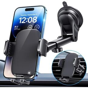 Phone Holders for Your Car [Ultra-Durable Suction] Cell Phone Car Mount for Dashboard Windshield Air Vent Universal Automotive Accessories Car Mount Cradles Fit for iPhone Android Smartphones