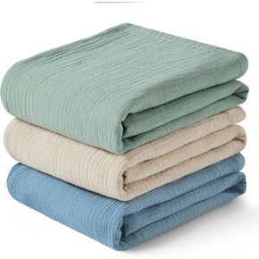 JELLYMONI Muslin Swaddle Blankets for Unisex, 2 Pack Newborn Receiving Blanket, Large 47 x 47 inches Soft Breathable Muslin Baby Blanket for Newborn Boys & Girl