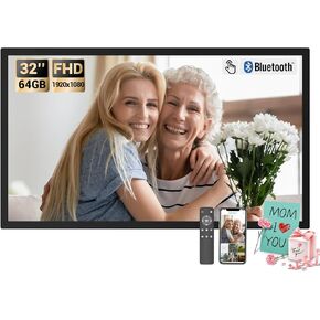 BSIMB 32 Inch Touchscreen Large Digital Picture Frame, 64GB 1920x1080 FHD WiFi Extra Large Digital Photo Frame with Remote Control, Share Pictures/Videos via App/Email, Auto-Rotate, Black