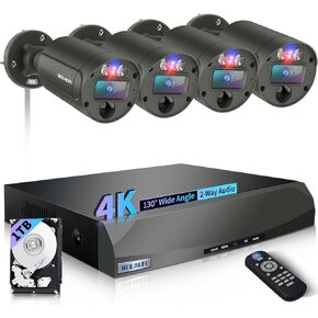 【Flashing LEDs Visual Alert】 Wired Security Camera System, Wired Cameras for Home Security, Home Video Surveillance System, NVR Security Camera System