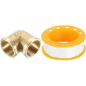 uxcell 2 Pcs 90 Degree Elbow, 3/8 Inch Female x 3/8 Inch Female Brass Right Angle Pipe Fitting, Connector for Fluid Gas Fuel Oil Pipe, 33x33mm