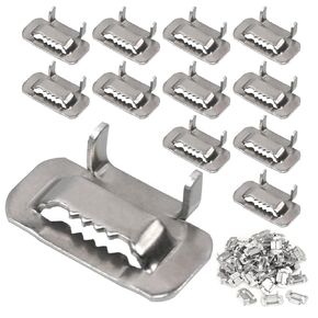CNQLIS 240Pcs 304 Stainless Steel Ear-Lokt Buckles,3/4" Width Ear-Lokt Buckles Pipe Clamp Wing Seal Pipe Clamp for Example Pipes,Timbers, Cable