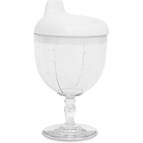 Baby Sippy Cup Wine Glass - Fun No Spill Plastic Goblet for Kids - Perfect Beverage Mug with Lid for Birthday Parties and Celebrations - Ideal for Milk, Juice, and More! (Pink, 2)