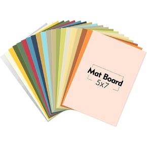Mat Board Center, 20 Pack 5x7 Uncut Matte Boards, Assorted Colors Backing Matt Boards for Frames, Prints, Photos, Crafts