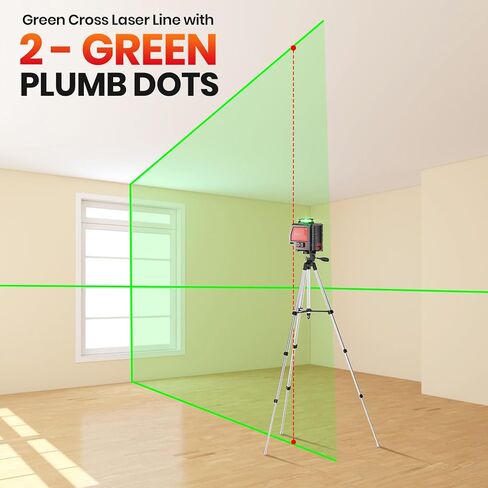 مستوى الليزر، Elikliv 4D Laser Level 360 Self Leveling، أداة خطوط مستوى الليزر الأخضر 200 قدم، ليزر خط متقاطع 4x360 درجة للبناء وتعليق الصور، مع بطاريتين قابلتين لإعادة الشحن (8 ساعات) in Kuwait