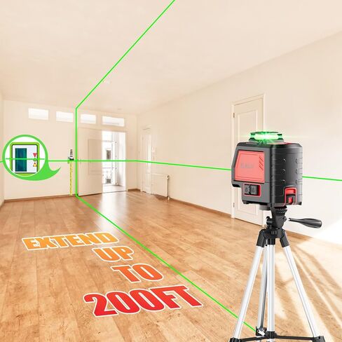 مستوى الليزر، Elikliv 4D Laser Level 360 Self Leveling، أداة خطوط مستوى الليزر الأخضر 200 قدم، ليزر خط متقاطع 4x360 درجة للبناء وتعليق الصور، مع بطاريتين قابلتين لإعادة الشحن (8 ساعات) in Kuwait