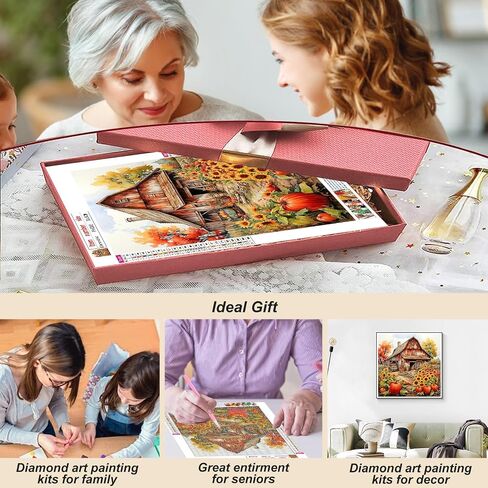 FHBUBPUP Autumn Landscape Diamond Painting Kits for Adults, Fall Diamond Art Kits for Beginners, 5D DIY Full Drill Round Gem Art, Paint with Diamond Beads Craft Home Wall Decor 12x12 inch in Saudi Arabia