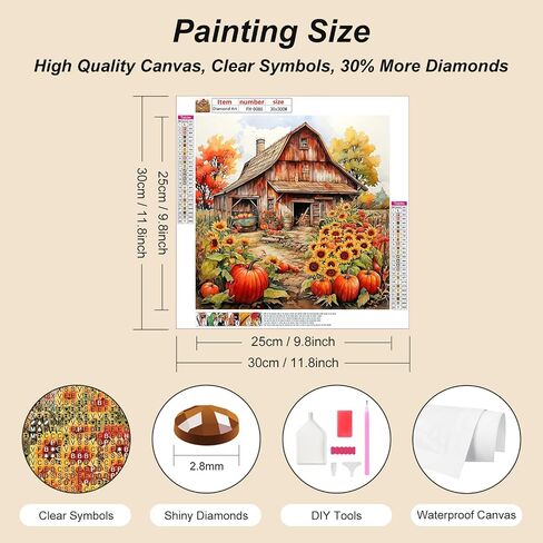 FHBUBPUP Autumn Landscape Diamond Painting Kits for Adults, Fall Diamond Art Kits for Beginners, 5D DIY Full Drill Round Gem Art, Paint with Diamond Beads Craft Home Wall Decor 12x12 inch in Saudi Arabia