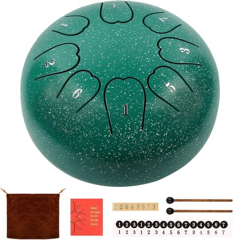 Rain Drum For Outside, Steel Tongue Drum 6 Inch 8 Notes, Tongue Drum with Mallets for Musical Education Entertainment Gifts (Black) in Saudi Arabia