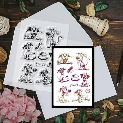 GLOBLELAND French Bulldog Dogs Clear Stamps Animals Puppy Words Transparent Rubber Seal Stamps Dog and Friend Rubber Stamps for DIY Scrapbooking Photo Album Decorative Cards Making 6.3×4.33inch in Saudi Arabia