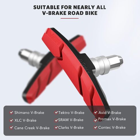 AGPTEK Bike Brake Pads, V-Brake Pads, 70mm Brake Blocks Set for Front and Back Wheel, Mountain Bicycle Disc Brakes, No Noise No Skid in Saudi Arabia