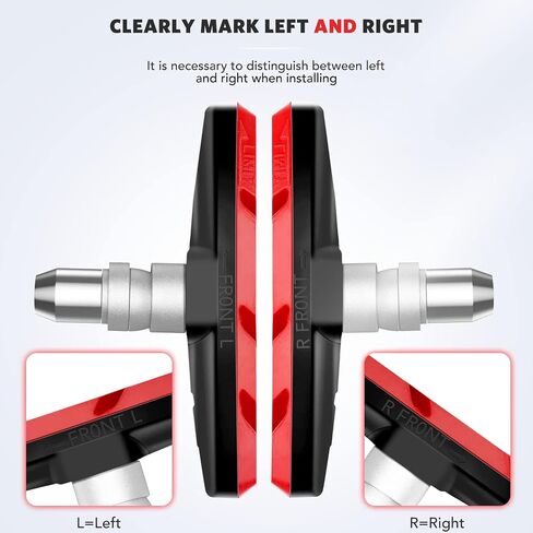 AGPTEK Bike Brake Pads, V-Brake Pads, 70mm Brake Blocks Set for Front and Back Wheel, Mountain Bicycle Disc Brakes, No Noise No Skid in Saudi Arabia