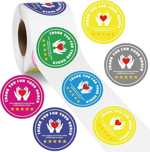 500 Pcs 2 Inch Thank You for Your Order Stickers 5 Star Review Delivery Labels Freshness Delivery Driver Accessories Food Delivery Tamper 5 Star Rating Reminder for Shopper Grocery Takeout in Saudi Arabia