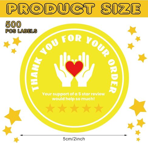 500 Pcs 2 Inch Thank You for Your Order Stickers 5 Star Review Delivery Labels Freshness Delivery Driver Accessories Food Delivery Tamper 5 Star Rating Reminder for Shopper Grocery Takeout in Saudi Arabia