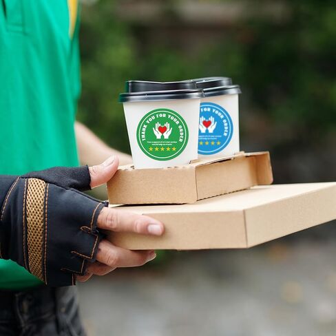 500 Pcs 2 Inch Thank You for Your Order Stickers 5 Star Review Delivery Labels Freshness Delivery Driver Accessories Food Delivery Tamper 5 Star Rating Reminder for Shopper Grocery Takeout in Saudi Arabia