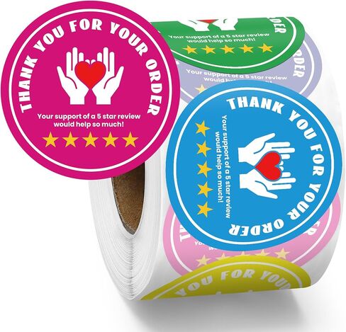 500 Pcs 2 Inch Thank You for Your Order Stickers 5 Star Review Delivery Labels Freshness Delivery Driver Accessories Food Delivery Tamper 5 Star Rating Reminder for Shopper Grocery Takeout in Saudi Arabia
