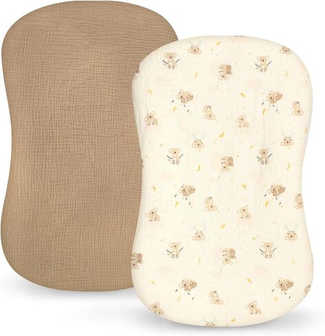 Pea pod pod muslin baby cover 2 back cotton slipcover ، أغطية التسكع الرضيع الناعمة فقط لألواح التسكع من عش الأطفال حديثي الولادة للأقلام المريحة من 0 إلى 12 شهرًا （دب in Kuwait