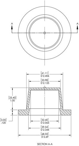 Caplugs Plastic Tapered Cap and Plug with Wide Thick Flange WW-25A, PE-LD, Cap OD 2.063" Plug ID 2.406", Yellow (Pack of 20) in Kuwait
