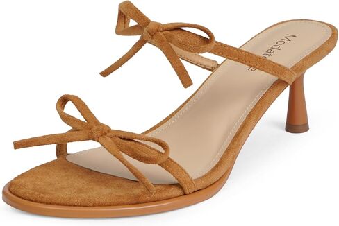 Modatope Two Strap Bow Tie Kitten Heel Sandals for Women Rounded Open Toe Heeled Sandals Women in Saudi Arabia