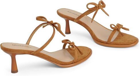 Modatope Two Strap Bow Tie Kitten Heel Sandals for Women Rounded Open Toe Heeled Sandals Women in Saudi Arabia