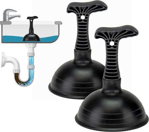 SteadMax XTS-55-PRO Sink Plunger, Commercial Grade, Powerful 5" Large Rubber Cup for Clogged Kitchen, Sink, Shower, and Bathroom Drains (1 Pack) in Saudi Arabia