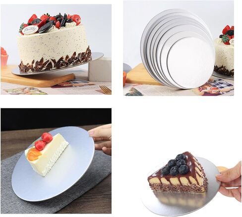 4 عبوات من ألواح الكيك 6، 8، 10، 12 بوصة من الورق المقوى لقاعدة الكيك من رقائق الذهب ودوائر الكيك الدائرية لتزيين الكيك (4 عبوات ذهبية) in Kuwait