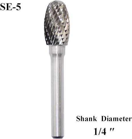 SE-5L6 Tungsten Carbide Burr Lengthened Rotary File Oval Egg Shape Double Cut with 1/4''Shank for Die Grinder Drill Bit in Kuwait