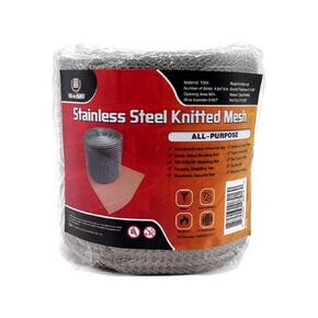 MAISHI 5" x 32ft Flexible & Porous T304 Knitted Mesh, Roof Gap and Hole Blocker, Stainless Steel Wool Wall Gap Sealing for Mice & Snake Control, Slug&Snail Barrier for Vegetable and Flower Protection