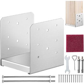 VEVOR 6"x 6" Post Base, 10Pcs Stainless Steel Adjustable Post Anchor Bracket(Internal 5.9 x 5.5"), Adjustable Post Base for Pavilion Deck Porch Handrail Railing Support Decorative Anchor Plate