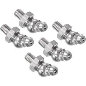304 Stainless Steel 45 Degree Grease Fitting, | M8x1mm Metric | Hydraulic Grease Nipple - (Applications: for Replacing Missing or Broken Oil Fitting), 5-Pieces
