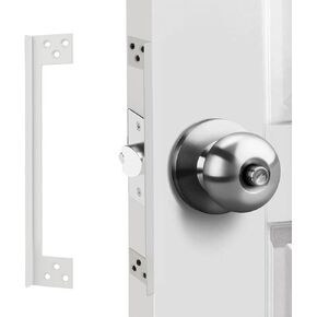 Door Latch Shield Plate Grayish White, Outswing Door Security Protector, Door Latch Guard Plate, Cover to Block Access to The Door Lock/Deadbolt Latch (7 in. - 1pack)