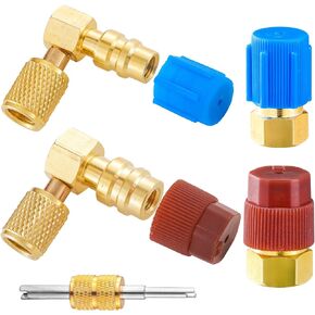 R12 to R134A Conversion Kit, R12 to R134A AC Retrofit Fitting Adapter, High/Low Fitting Port Retrofit 1/4’’to 7/16"-20 UNF Conversion Adapter, for AC Air Conditioner Refrigerant in Kuwait