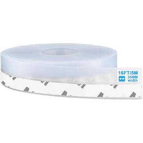 2025 Updated Weather Stripping Door Seal, Window Weather Stripping, Silicone Seal Strip, Door Draft Stopper for Adhesive Doors Windows and Shower Glass Gaps, 16.4 Feet Long (Transparent, 45MM)