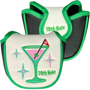 Mallet Putter Cover, PU Leather with Embroidered Designs and Magnetic Closure