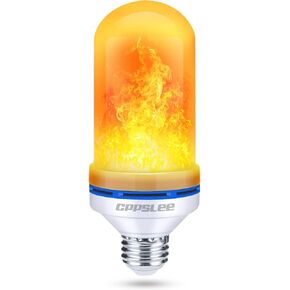 CPPSLEE LED Flame Light Bulbs, 4 Modes Flickering Light Bulbs, E26 Base Fire Flame Bulb for Holiday Decorations Patio Outdoor Indoor Home Decor, Halloween Christmas Light Bulbs (Yellow, 2 Pack)